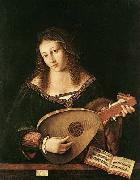 BARTOLOMEO VENETO Woman Playing a Lu painting